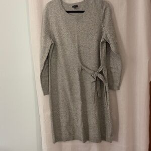 Talbots Light Gray Long Sleeve Tie-Waist Dress